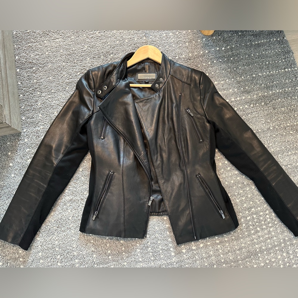 Women’s Wilson’s Leather black Moto motorcycle jacket size medium excellent cond